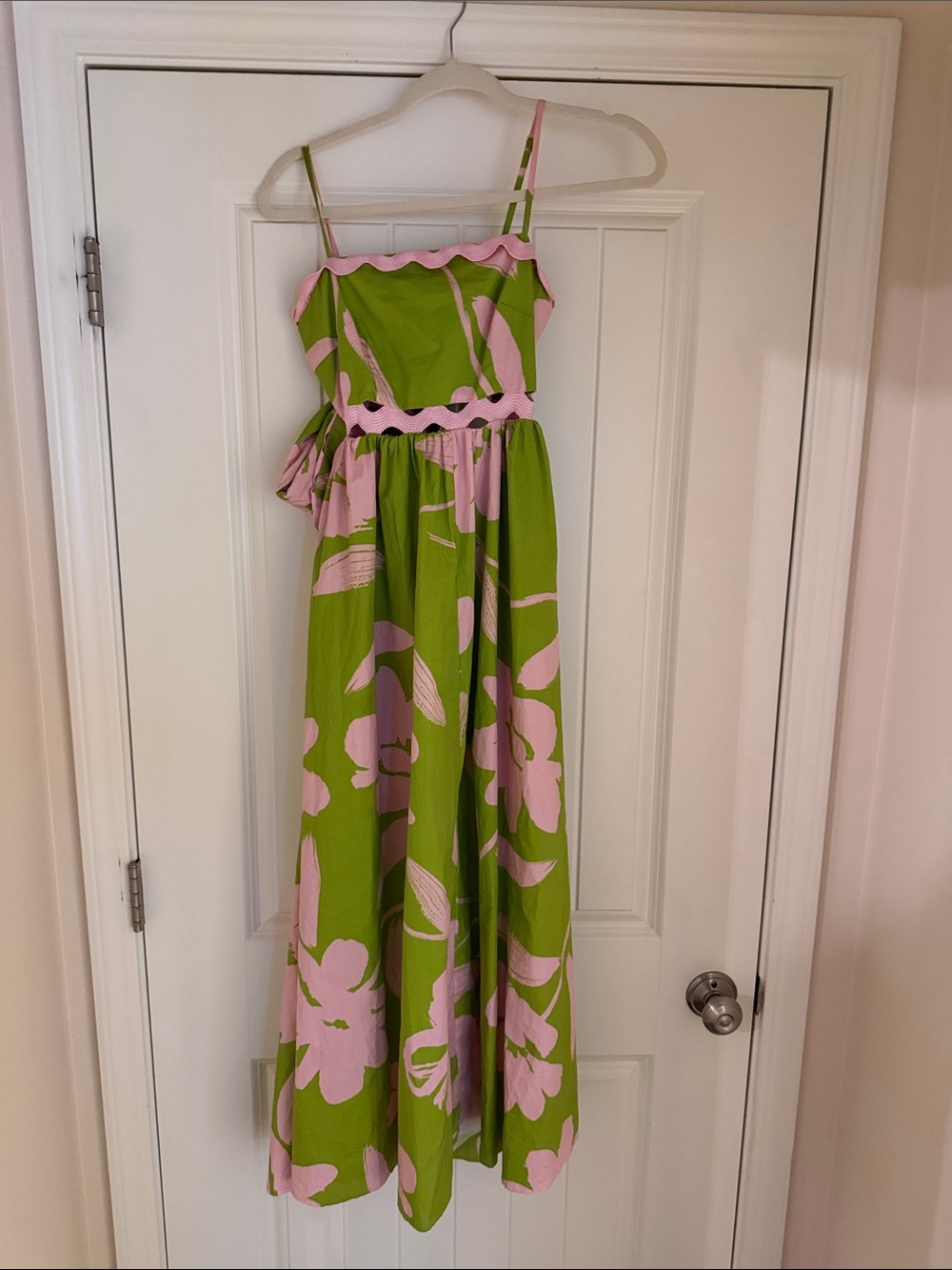 Peach Love California Green and Pink Floral Maxi Sundress